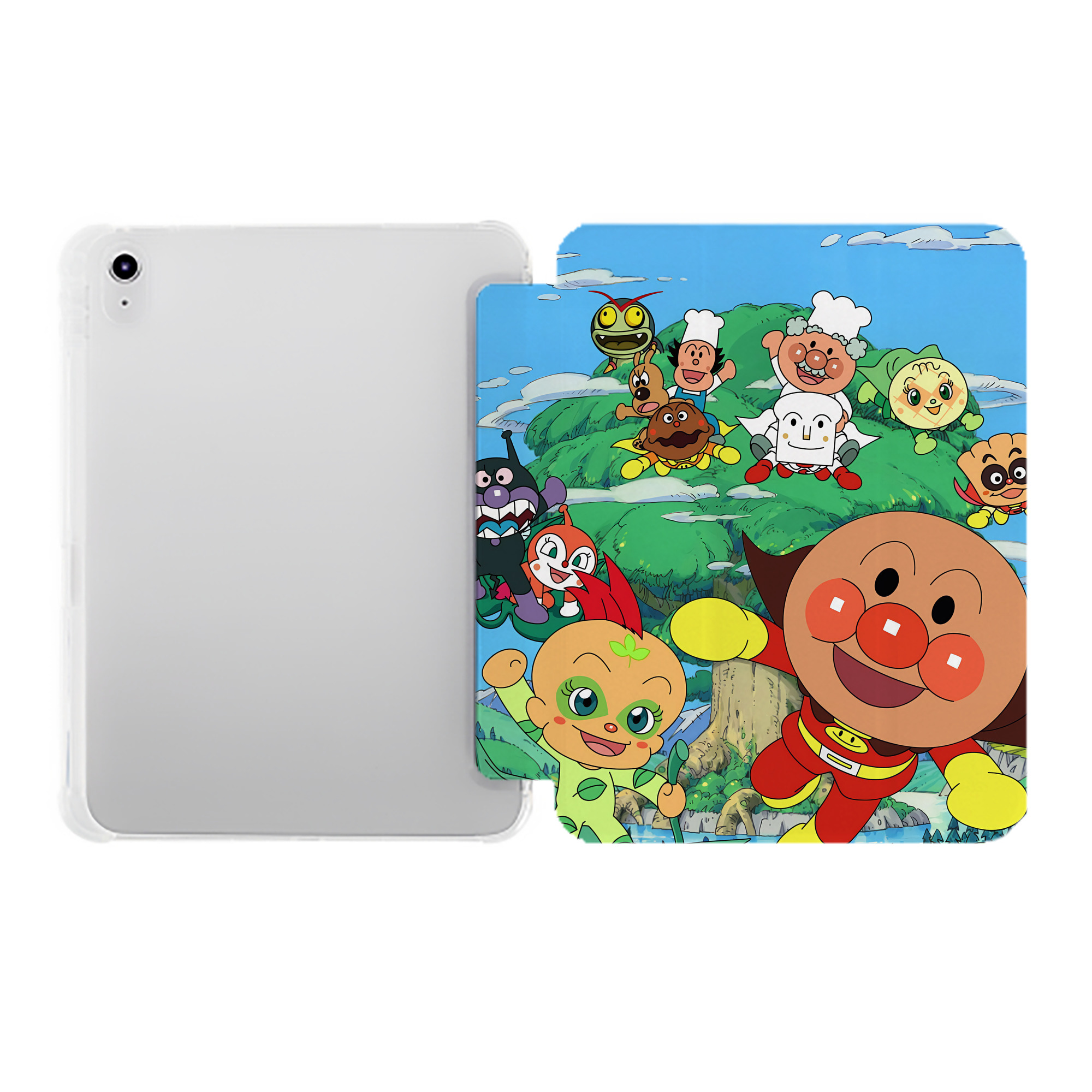 （画像用） アンパンマン Anpanman IPad ケース ペン収納付き 三つ折りスタンド PUレザー×シリコン 対応機種9.5/10.5/10.9インチ